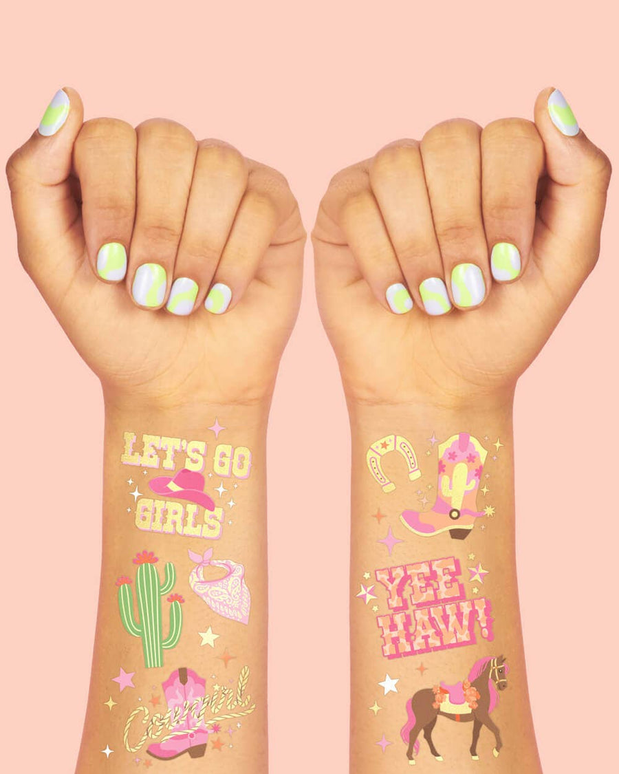 Cowgirl Foil Kids Temporary Tattoos