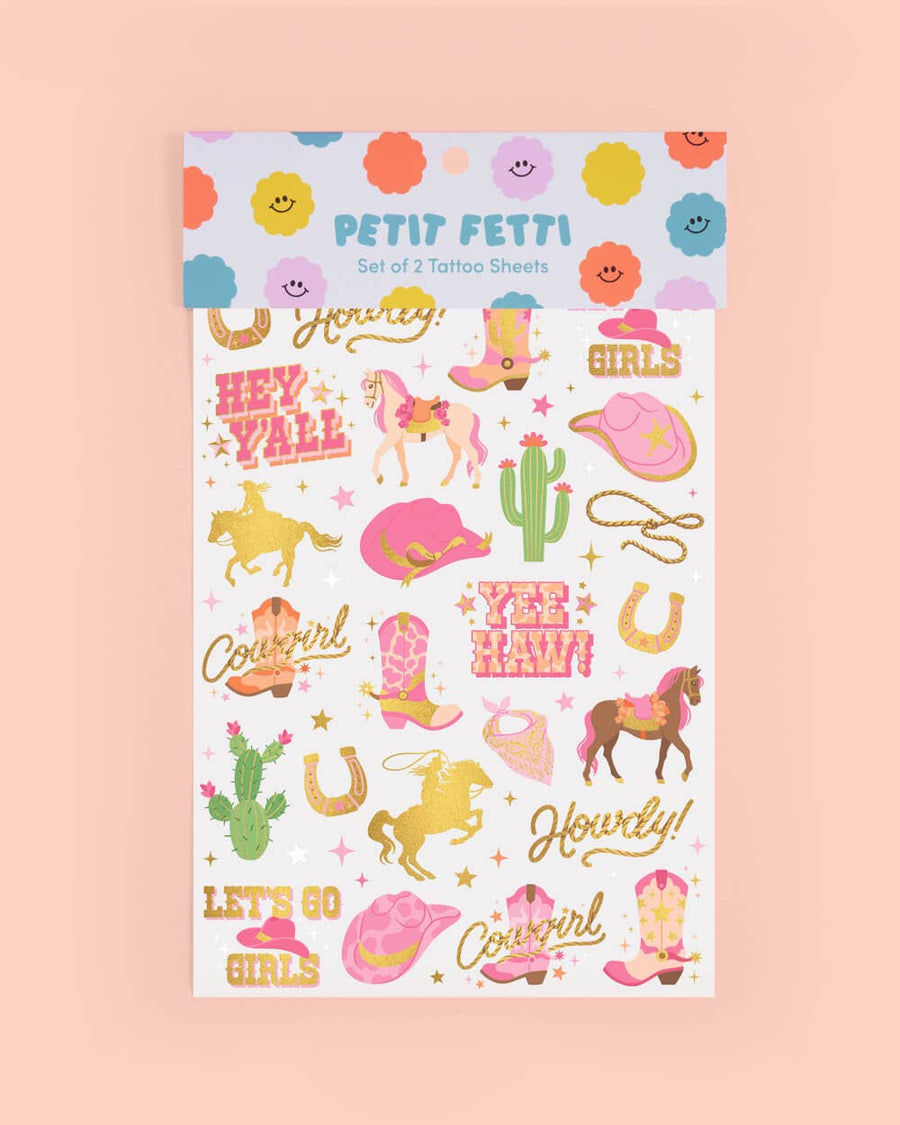 Cowgirl Foil Kids Temporary Tattoos