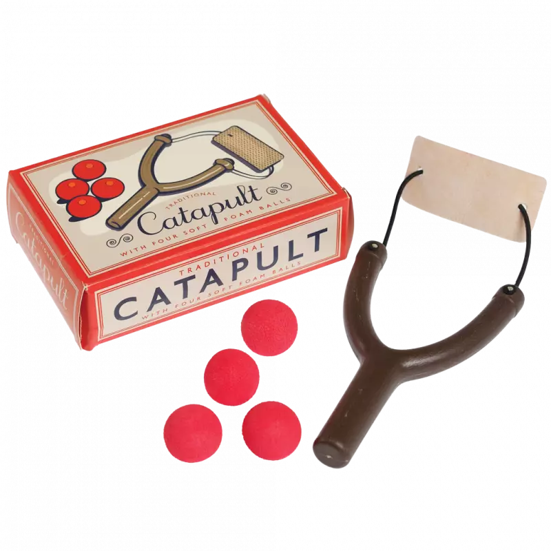 Catapult toy with 4 foam balls