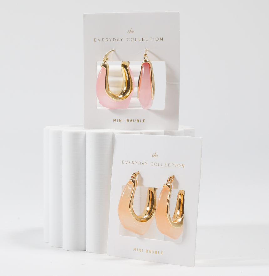 Jelly Gold Hoop Resin Earring - Orange Sorbet