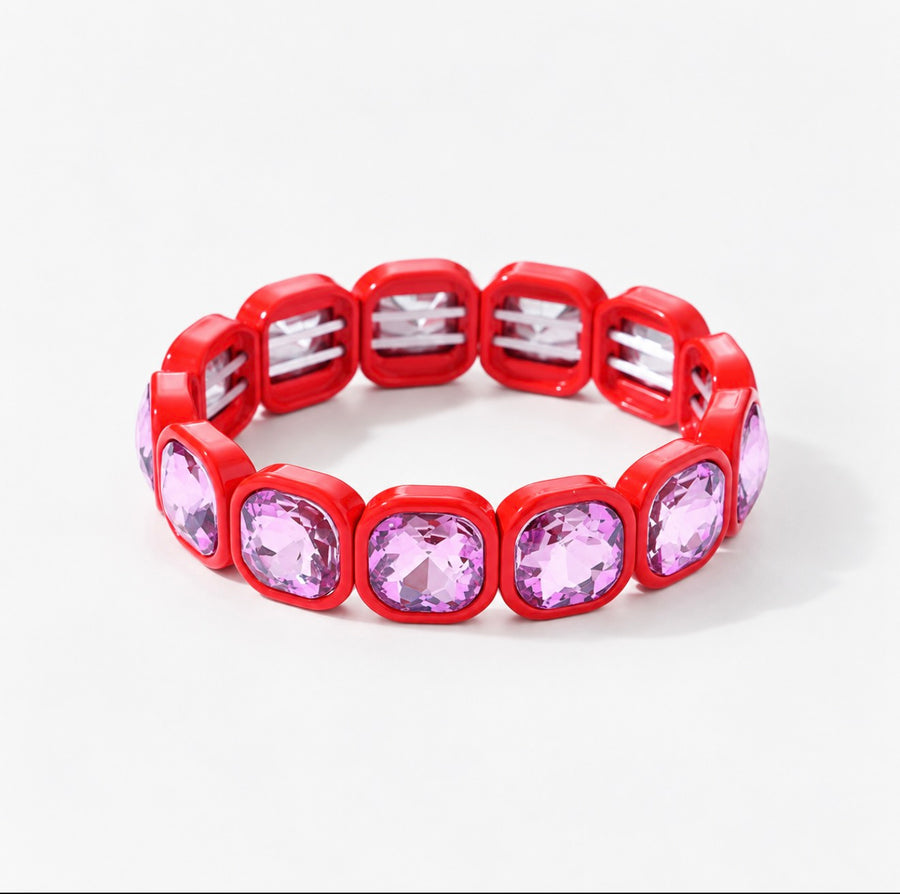 Gem Enamel Bracelet, Red