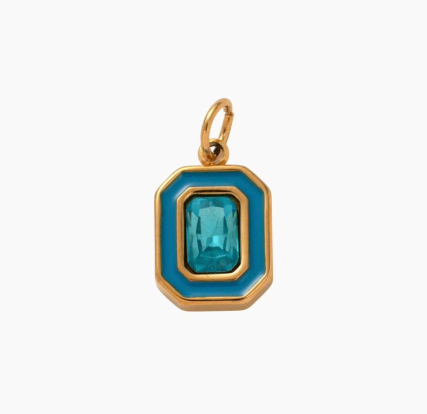 Lake Blue Gem, 18k Gold Plated Charm