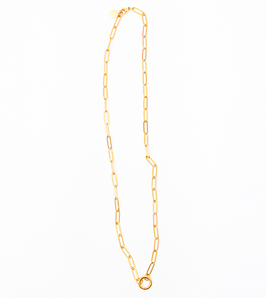 Paperclip Link Necklace, 18k Gold Plated