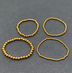 18K Gold Plated Steel Beaded Elastic Bracelet Stack