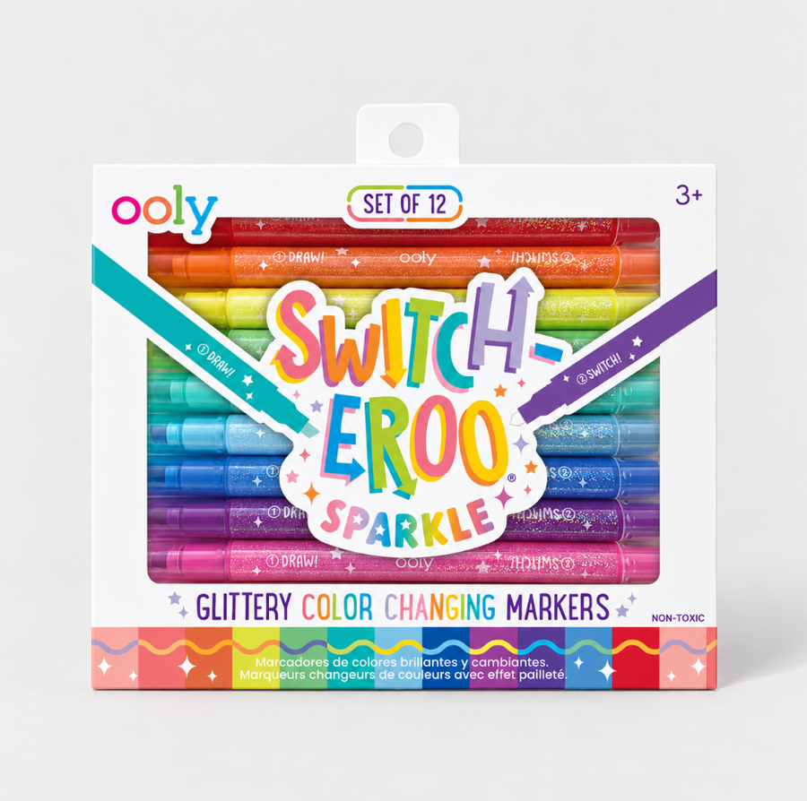 Switch-eroo!: Sparkle Glittery Color-Changing Markers (Set of 12)