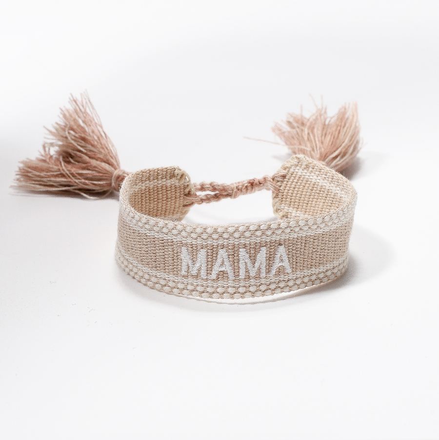 Mama - Taupe | Embroidered Bracelet