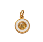 Holiday Green Circle Gem, 18k Gold Plated Charm