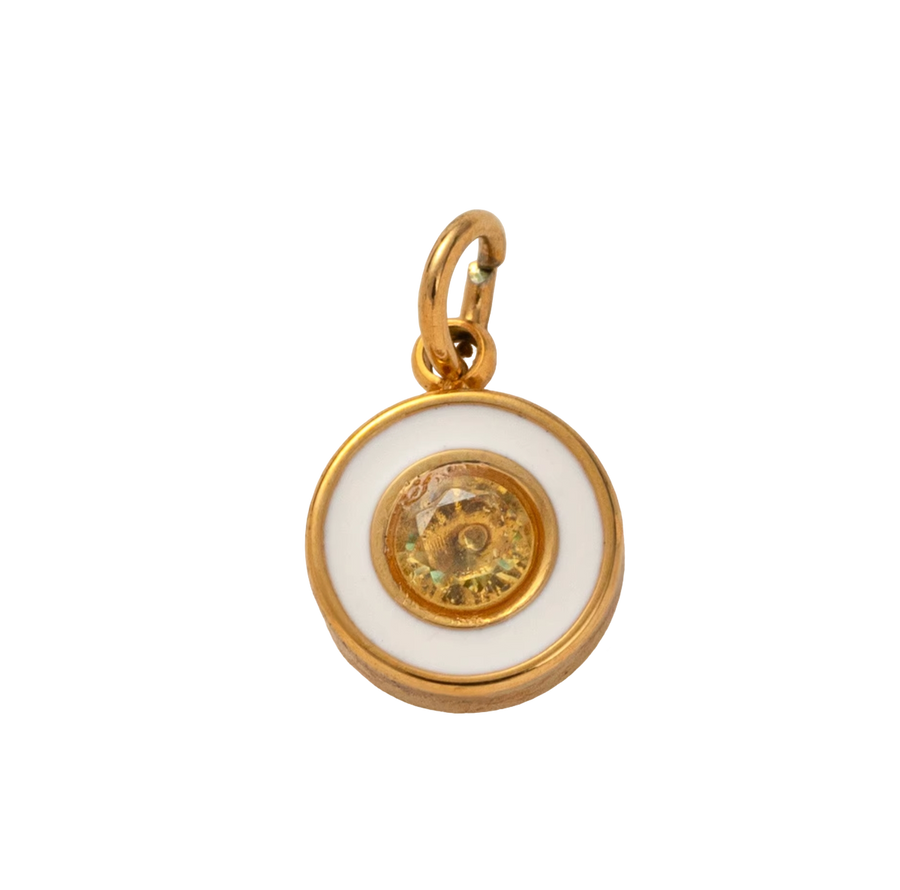 Holiday Green Circle Gem, 18k Gold Plated Charm