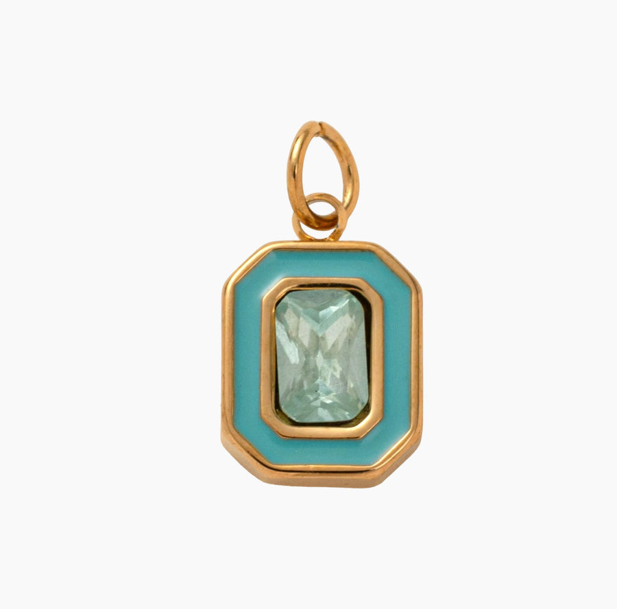 Ocean Blue Gem, 18k Gold Plated Charm