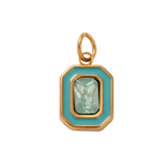 Holiday Green Circle Gem, 18k Gold Plated Charm