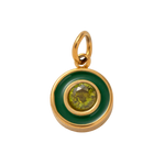 Milky White Circle Gem, 18k Gold Plated Charm