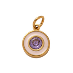 Holiday Green Circle Gem, 18k Gold Plated Charm