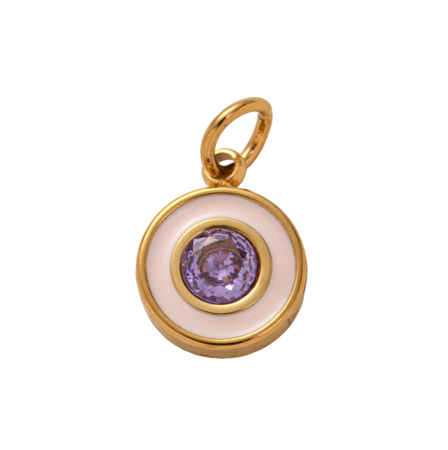 Holiday Green Circle Gem, 18k Gold Plated Charm