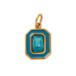 Holiday Green Circle Gem, 18k Gold Plated Charm