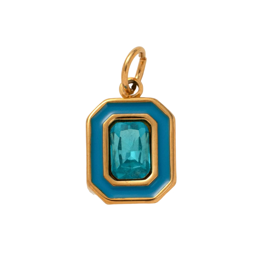 Holiday Green Circle Gem, 18k Gold Plated Charm