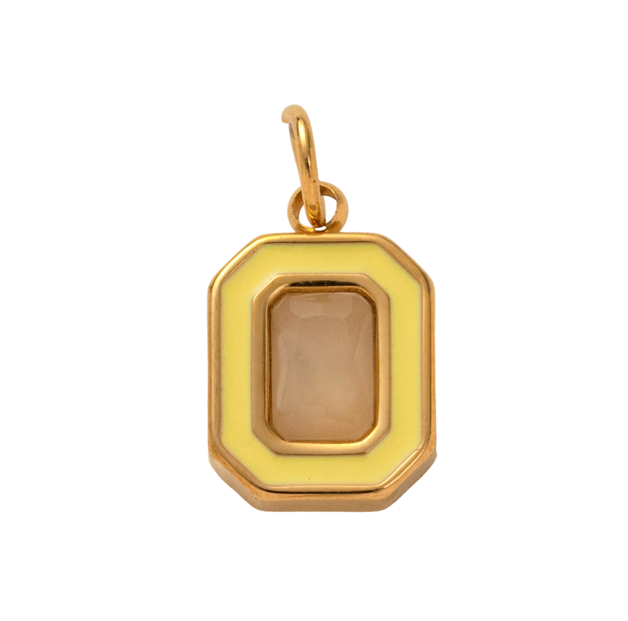 Holiday Green Circle Gem, 18k Gold Plated Charm