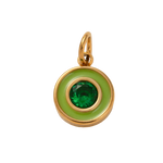 Holiday Green Circle Gem, 18k Gold Plated Charm
