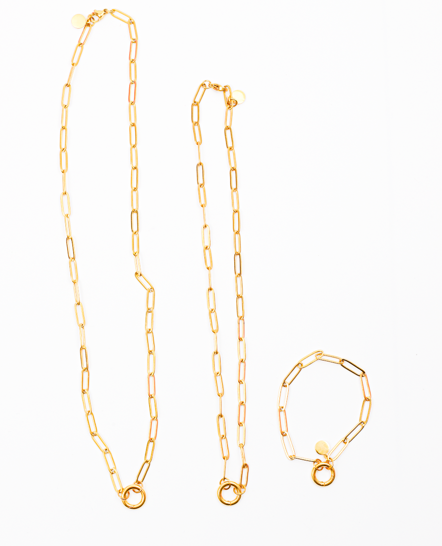 Paperclip Link Necklace, 18k Gold Plated