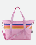 Pink Puffer Tote Bag Retro Stripe