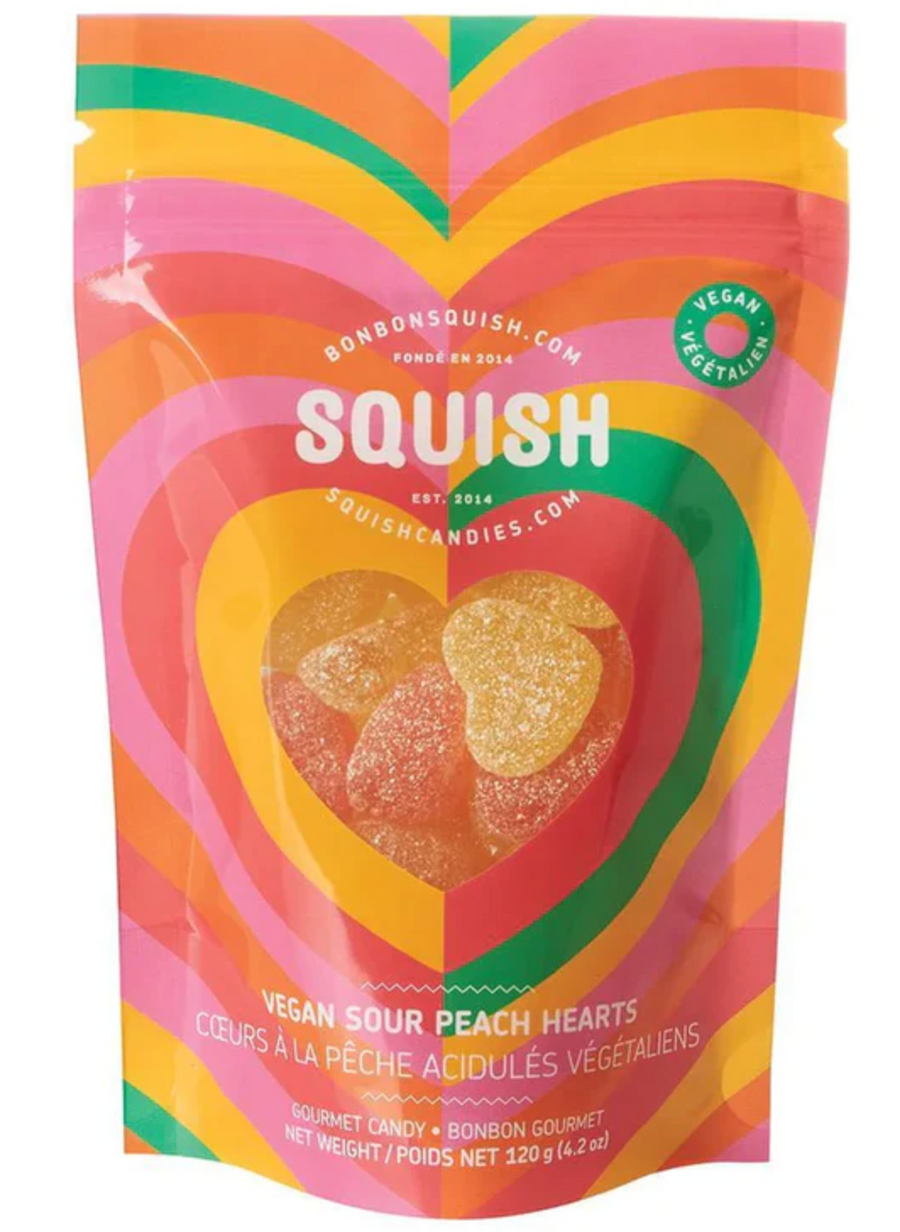 Squish Candy, Vegan Sour Peach Hearts
