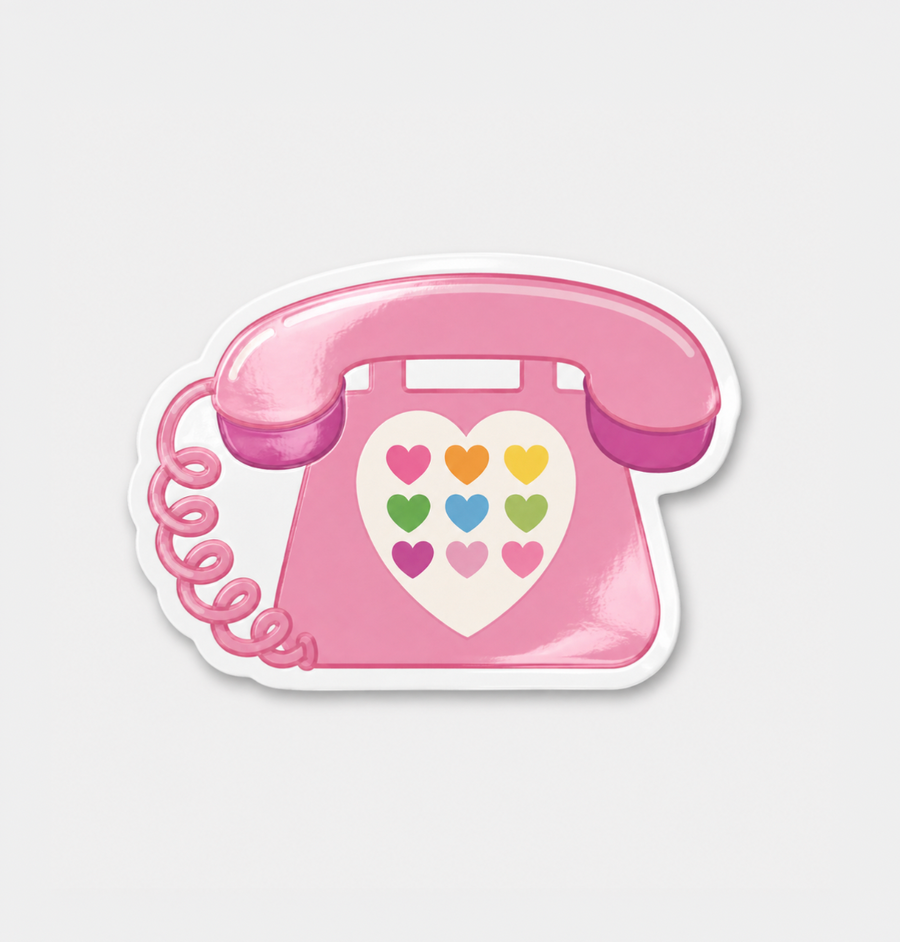 Vinyl Sticker, Retro Phone
