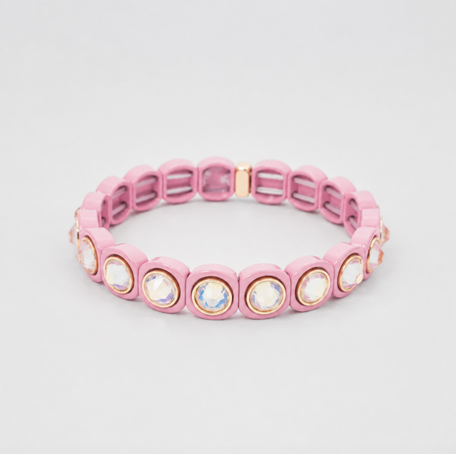 Thin Enamel Bracelet, Baby Pink