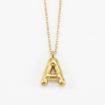 Bubble Initial Necklace, 18K Gold Plated Pendant Necklace