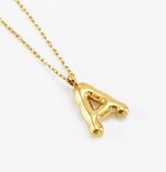 Bubble Initial Necklace, 18K Gold Plated Pendant Necklace