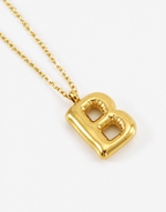 Bubble Initial Necklace, 18K Gold Plated Pendant Necklace