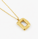 Bubble Initial Necklace, 18K Gold Plated Pendant Necklace