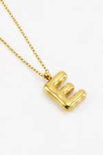 Bubble Initial Necklace, 18K Gold Plated Pendant Necklace