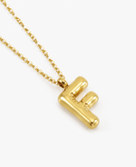 Bubble Initial Necklace, 18K Gold Plated Pendant Necklace