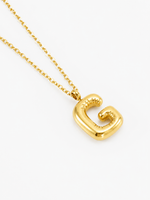 Bubble Initial Necklace, 18K Gold Plated Pendant Necklace