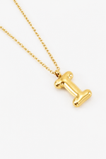 Bubble Initial Necklace, 18K Gold Plated Pendant Necklace