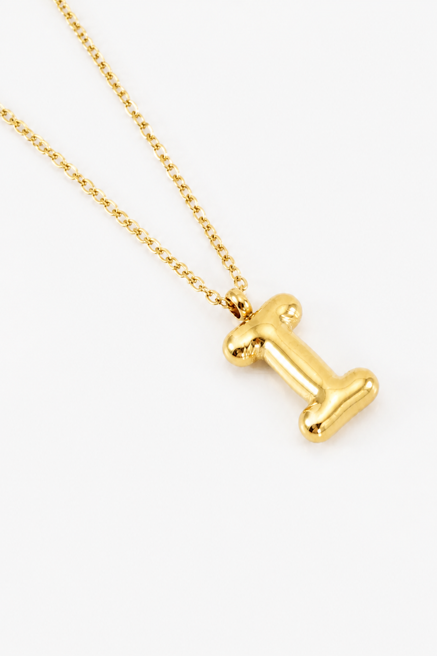Bubble Initial Necklace, 18K Gold Plated Pendant Necklace