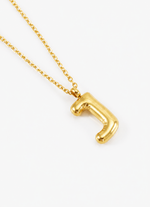 Bubble Initial Necklace, 18K Gold Plated Pendant Necklace