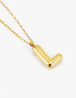 Bubble Initial Necklace, 18K Gold Plated Pendant Necklace