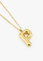 Bubble Initial Necklace, 18K Gold Plated Pendant Necklace