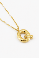 Bubble Initial Necklace, 18K Gold Plated Pendant Necklace
