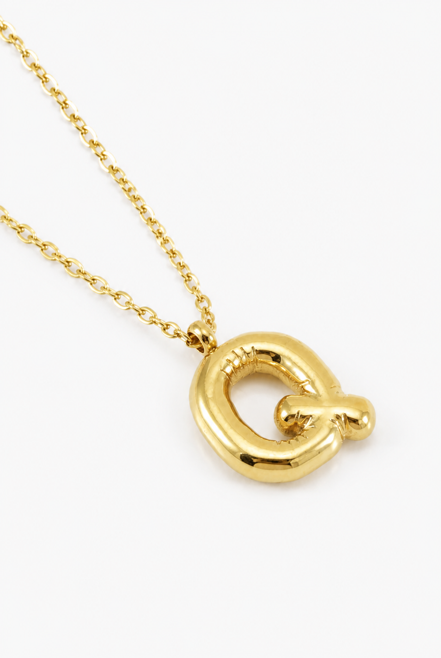 Bubble Initial Necklace, 18K Gold Plated Pendant Necklace