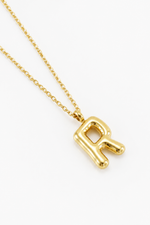 Bubble Initial Necklace, 18K Gold Plated Pendant Necklace