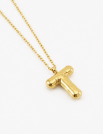 Bubble Initial Necklace, 18K Gold Plated Pendant Necklace