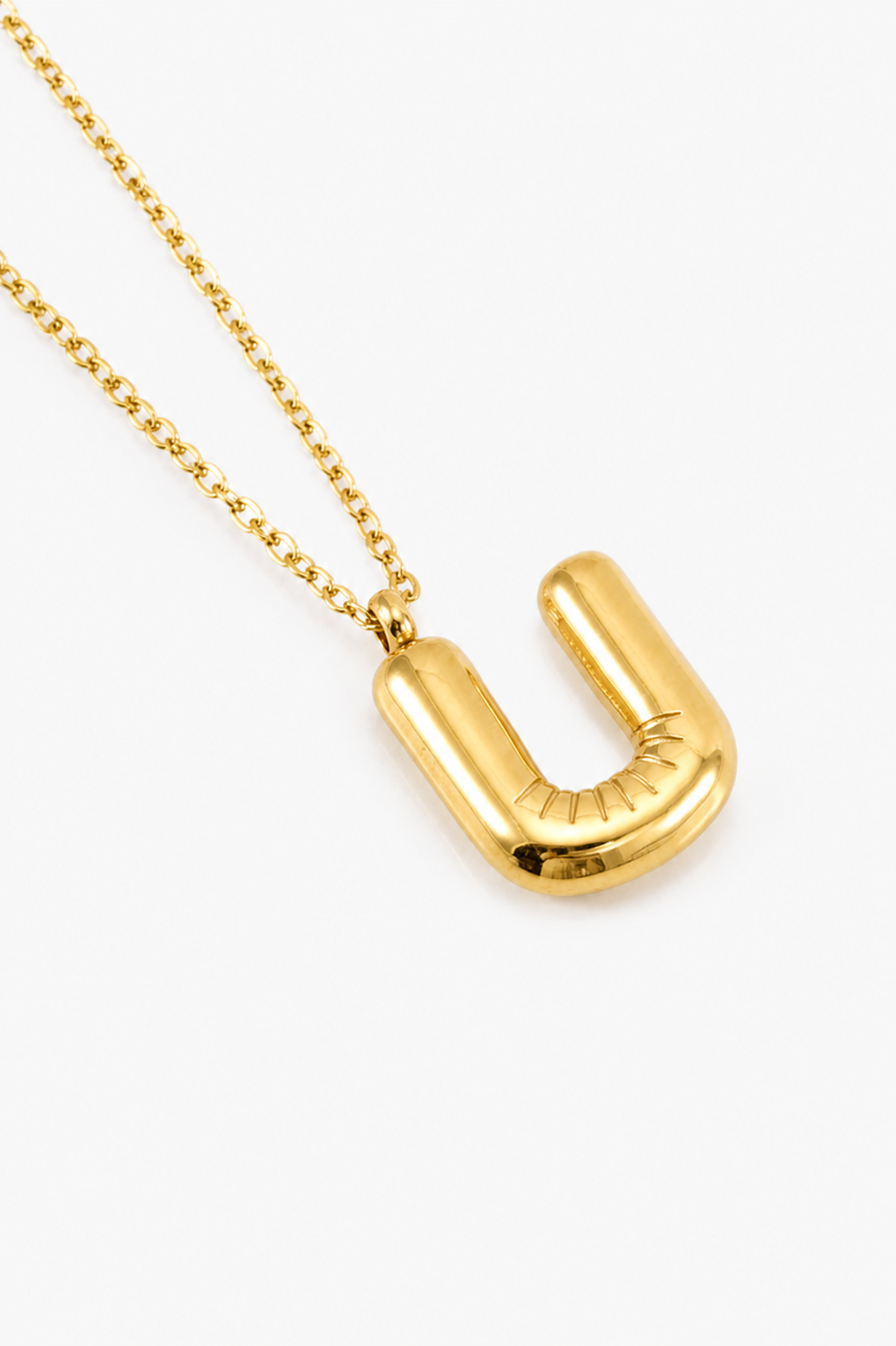 Bubble Initial Necklace, 18K Gold Plated Pendant Necklace