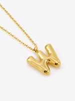 Bubble Initial Necklace, 18K Gold Plated Pendant Necklace