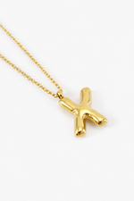 Bubble Initial Necklace, 18K Gold Plated Pendant Necklace