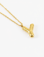 Bubble Initial Necklace, 18K Gold Plated Pendant Necklace